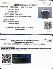 9.31/CT Natural Iolite with Govt Lab Certificate (1221)